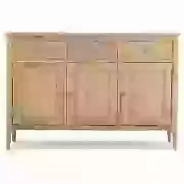 Oak 3 Door 3 Drawer Large Sideboard with Antique Brass Effect or Wooden Handles